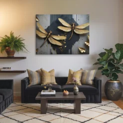 Gold Textured Gray Black Art Wall Hanging Living Room Decor XXL Canvas
