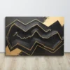 Large Abstract Topographic Wall Art 3D Gold on Textured Black