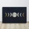 Large Lunar Passage Gold Silver Moon Phase Canvas Wall Art