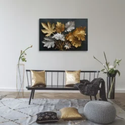 Luxe Leaves Canvas Print: Minimalist Wall Decor