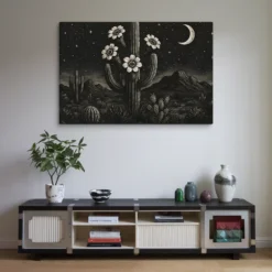 40x60 Massive Desert Nightscape Canvas Art White Black