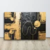 Modern Luxe Abstract Wall Art Textured Gold and Black Canvas Print Large