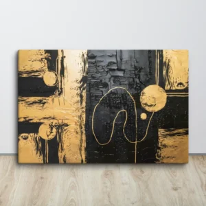 Modern Luxe Abstract Wall Art Textured Gold and Black Canvas Print Large
