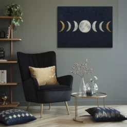 Minimalist Moon Phase Canvas Wall Hanging Lounge Room Decor
