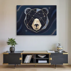 Navy Blue and Gold Ursa Major Constellation Art Massive Horizontal Canvas Wall Décor