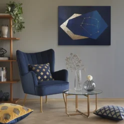Stellar Geometry Gold Navy Constellation Canvas Print Lounge Room Decor