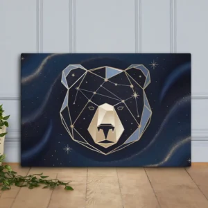 Ursa Major Constellation Art Geometric Gold and Navy Celestial Canvas Wall Décor