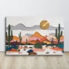 Vibrant Abstract Desert Landscape Canvas Wall Art Large Horizontal