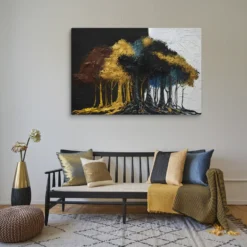 Vibrant Abstract Forest Canvas Wall Art Minimalist Room