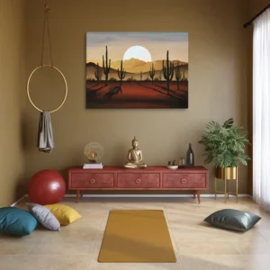 Vintage Golden Desert Sunset XL Canvas Wall Decor Yoga Studio or Meditation Room