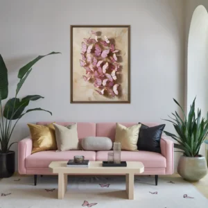 Whimsical Butterflies Framed Canvas Feminine Living Room Wall Decor