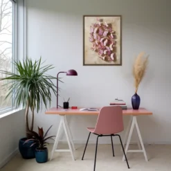 Whimsical Pink Butterflies Canvas Art Girl Study Room Wall Decor