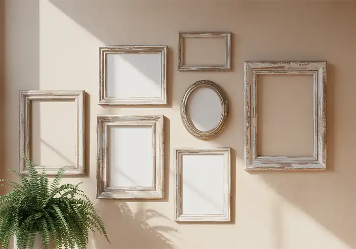 Gallery Frames Different Sizes shapes on Wall