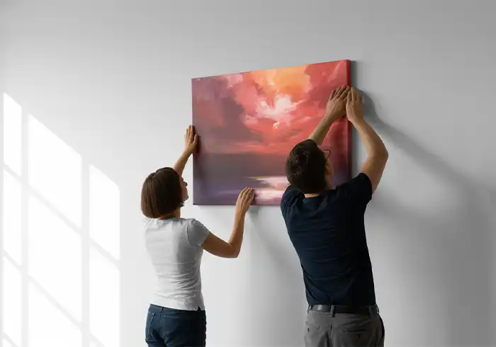 How to Hang Unframed Canvas Art Without Nails