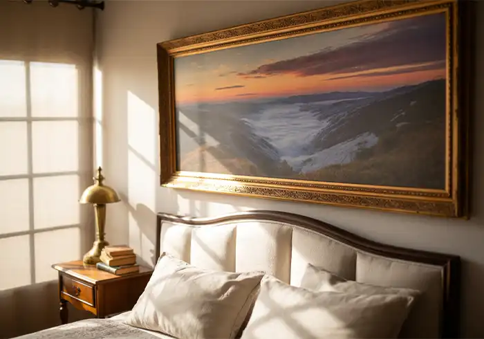 Large artwork over Headboard