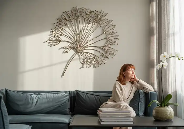 Lighting and large wall decoration