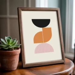 Abstract Black Orange Pink Geometric Printable