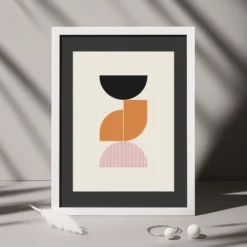 Black Orange Pink Geometric Print Minimalist Wall Decor