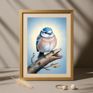 Blue Bird on Branch Hi-res Digital Print