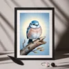 Blue Bird perched on Branch Print - Nature Wildlife Wall Art Digital Download