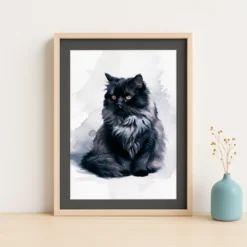 Fluffy Black Cat Free Printable Wall Art