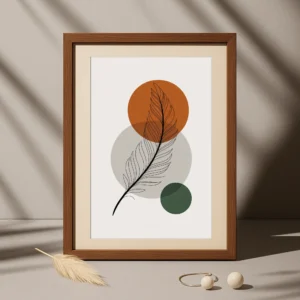 Geometric Feather Line Art Printable