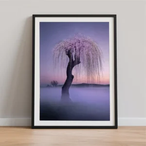 Glowing Willow Tree Print - Fantasy Mystical Landscape Wall Art Digital