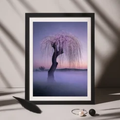 Glowing Willow Tree Printable Wall Art Purple Pink