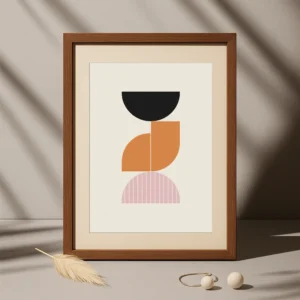 Minimalist Abstract Black Orange Pink Geometric Printable Art
