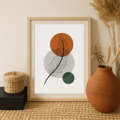 Minimalist Geometric Abstract Feather Line Art