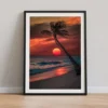 Palm Tree Sunset Beach Printable Wall Decor Ocean Photography