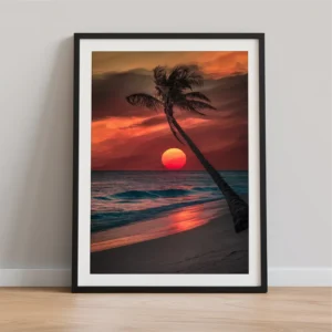 Palm Tree Sunset Beach Printable Wall Decor Ocean Photography