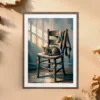 Rustic Oak Chair Cat Painting – Van Gogh Inspired Digital Print