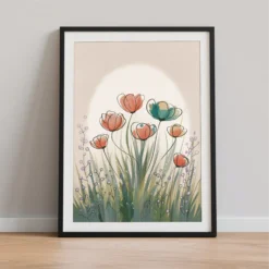Wildflower Field Watercolor Printable Botanical Digital Wall Decor