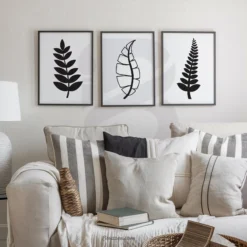 3-Piece Minimalist Botanical Silhouette Printable Wall Art Living Room