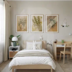 3 Piece Minimalist Green Botanical Hair Abstract Prints Dorm Decor