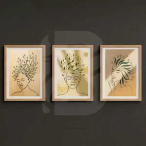 3 Set Abstract Botanical Hair Line Art Wall Decor Minimalist Nature Prints Digital Download