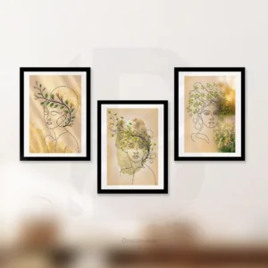 3 Set Abstract Botanical-Haired Woman Art Prints Digital Download