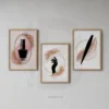 3 Set Abstract Nail Salon Wall Art Featuring Polish, File and Hand in Blush and Gold- Printable Decor