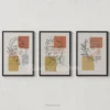 3 Set Abstract Leafy Woman Line Drawing with Geometric Blocks Minimalist Prints