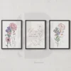 3 Set Floral Inspirational Quote Feminine Digital Wall Prints for Beauty Salon Spa
