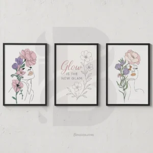 3 Set Floral Inspirational Quote Feminine Digital Wall Prints for Beauty Salon Spa