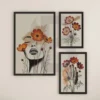 3 Set Surreal Face, Hand and Cosmos Flowers Art Prints Digital Download