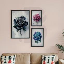3 piece Wall Art Watercolor Roses Printable