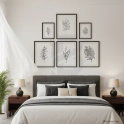 6 Piece minimalist Plant line art Printable Wall Decor Bundle