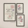 Be Your Own Beautiful Floral Wall Art Set Inspirational Quote Decor Digital Download