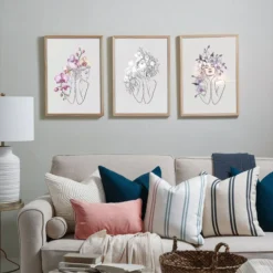 Blooming Beauty Line Art Print Set Living Room