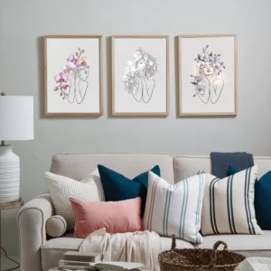 Blooming Beauty Line Art Print Set Living Room