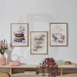 Calming watercolor zen wall art set printable