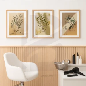 Minimalist Botanical Portrait Set of 3 Prints Salon Wall Decor